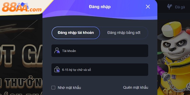 Vào web theo link chính thức để tiến hành đăng nhập tài khoản